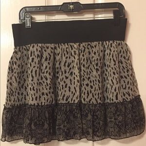 Black and white cheetah print mini skirt
